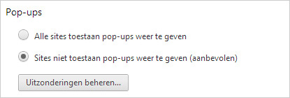 Pop-ups toestaan Pop-ups toestaan